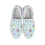 Watercolor Cartoon Cow Pattern Print White Slip On Sneakers