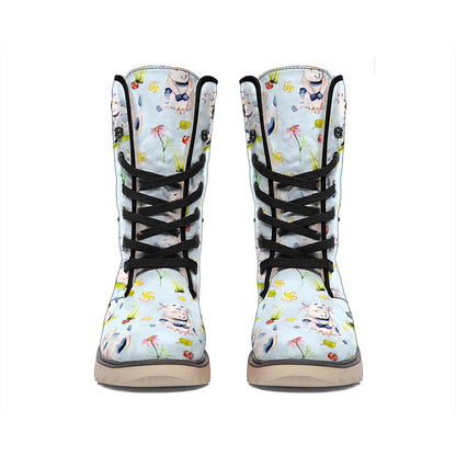 Watercolor Cartoon Cow Pattern Print Winter Boots