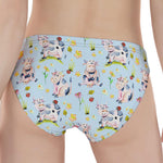 Watercolor Cartoon Cow Pattern Print Women's Panties