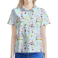Watercolor Cartoon Cow Pattern Print Women's Polo Shirt