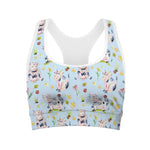 Watercolor Cartoon Cow Pattern Print Women's Sports Bra