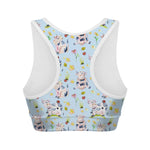 Watercolor Cartoon Cow Pattern Print Women's Sports Bra
