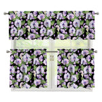 Watercolor Cattleya Pattern Print 3 Piece Kitchen Curtains