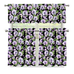 Watercolor Cattleya Pattern Print 3 Piece Kitchen Curtains