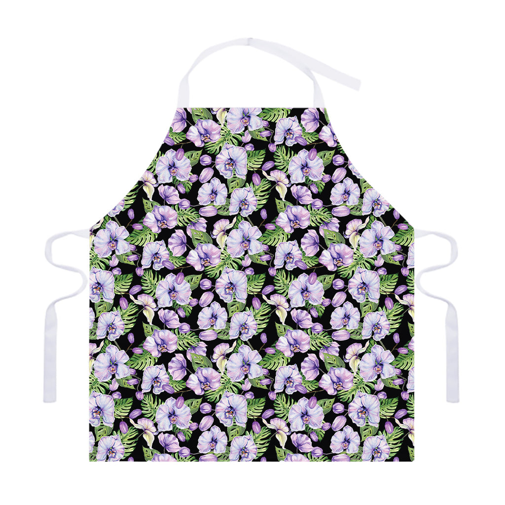 Watercolor Cattleya Pattern Print Adjustable Apron