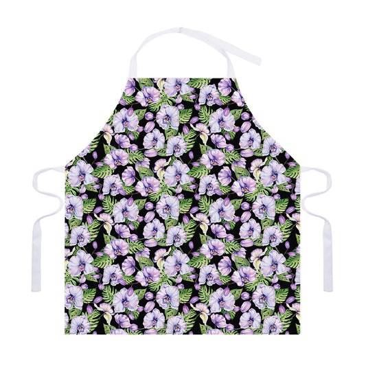 Watercolor Cattleya Pattern Print Adjustable Apron