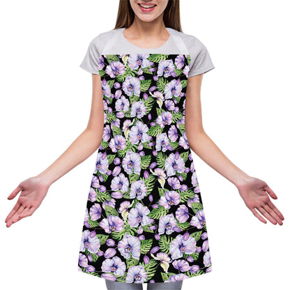 Watercolor Cattleya Pattern Print Adjustable Apron