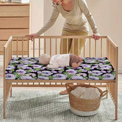 Watercolor Cattleya Pattern Print Baby Crib Sheet