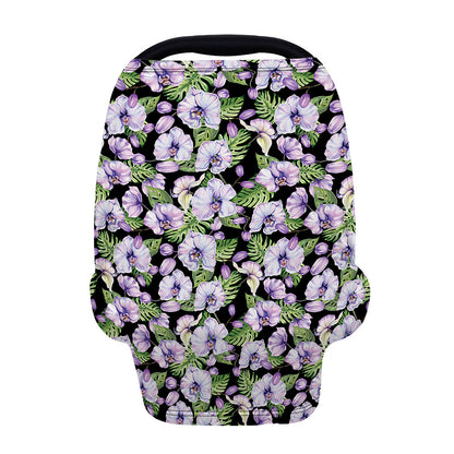 Watercolor Cattleya Pattern Print Baby Seat Cover