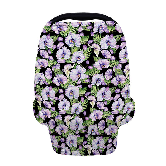 Watercolor Cattleya Pattern Print Baby Seat Cover