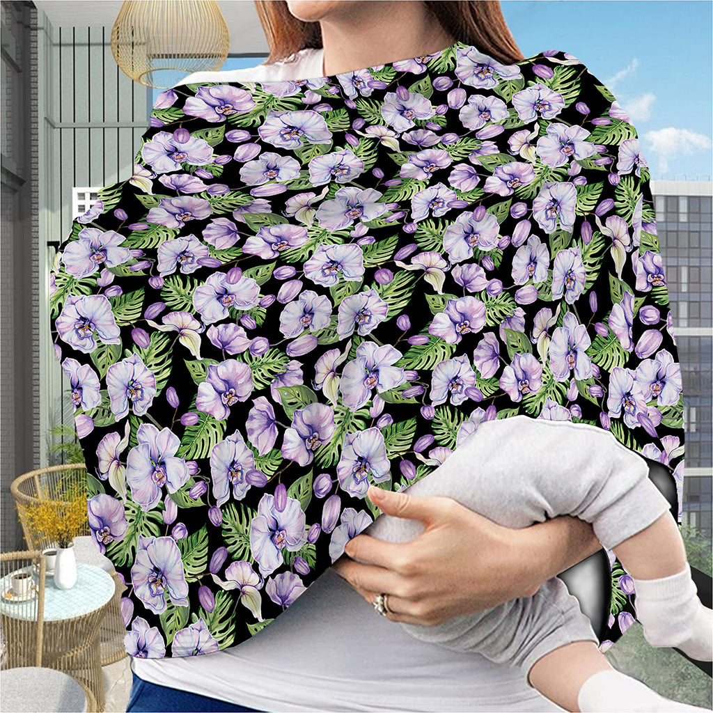 Watercolor Cattleya Pattern Print Baby Seat Cover