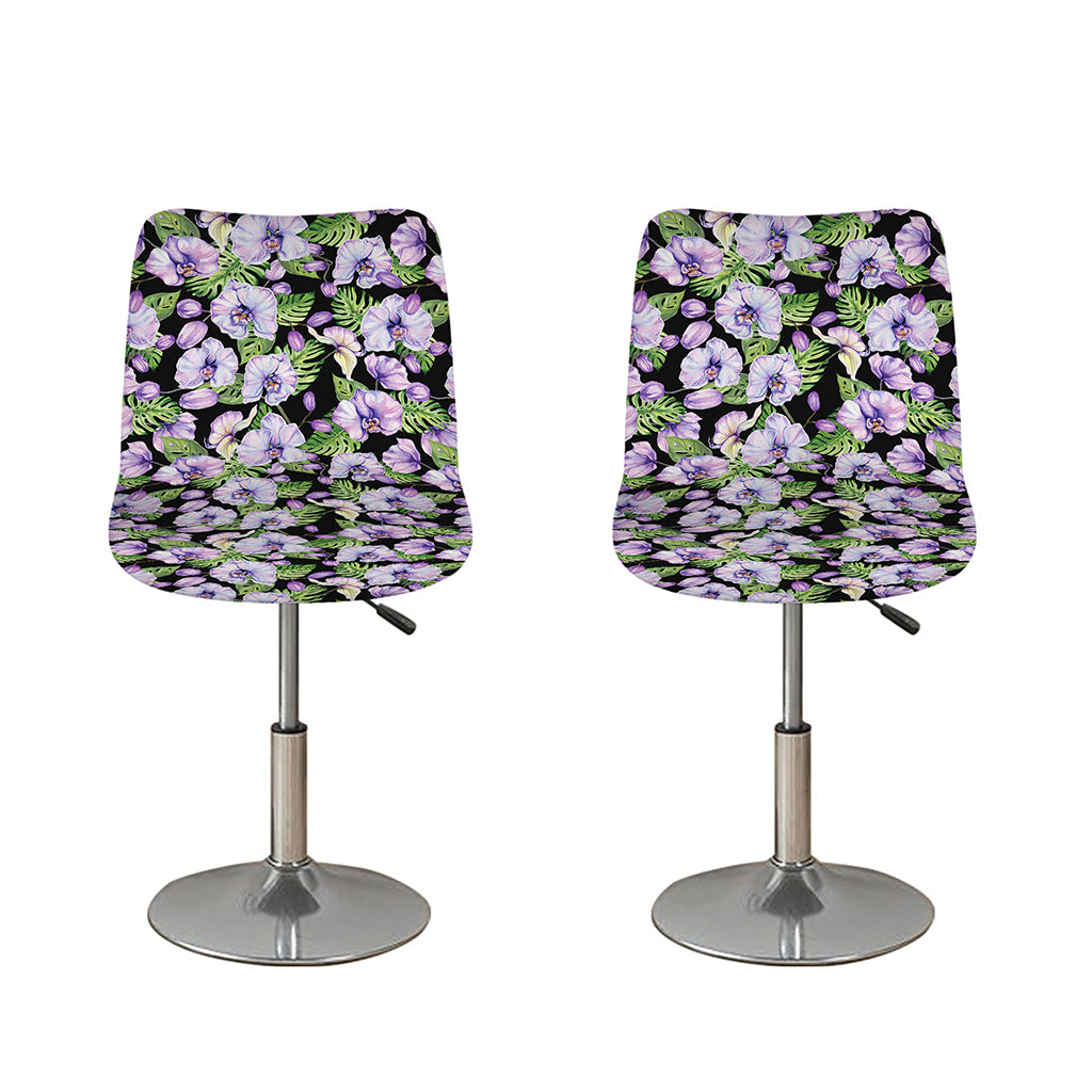 Watercolor Cattleya Pattern Print Bar Stool Covers