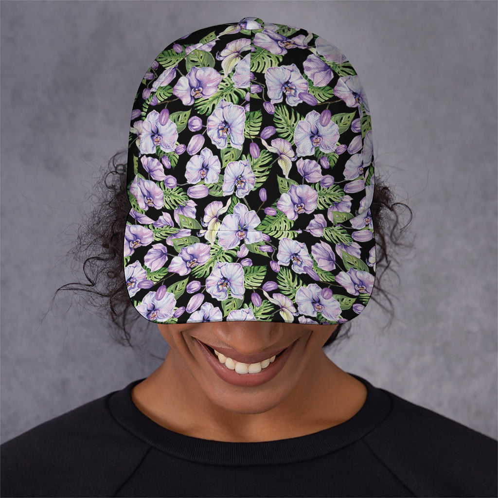 Watercolor Cattleya Pattern Print Baseball Cap