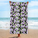Watercolor Cattleya Pattern Print Beach Towel