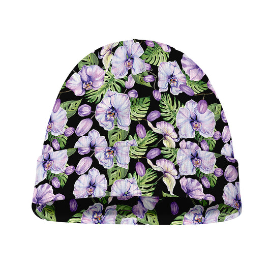 Watercolor Cattleya Pattern Print Beanie