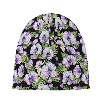 Watercolor Cattleya Pattern Print Beanie