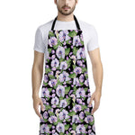 Watercolor Cattleya Pattern Print Bib Apron With Pocket