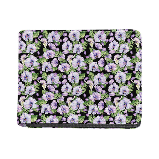 Watercolor Cattleya Pattern Print Bifold Wallet
