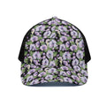 Watercolor Cattleya Pattern Print Black Mesh Trucker Hat