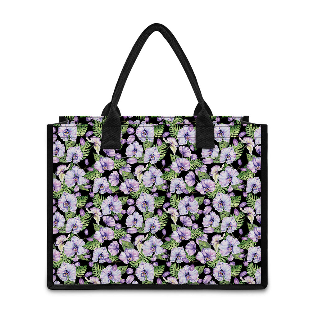 Watercolor Cattleya Pattern Print Canvas Tote Bag