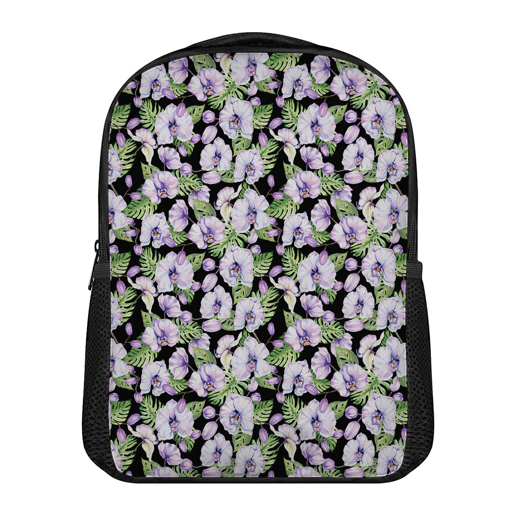 Watercolor Cattleya Pattern Print Casual Backpack