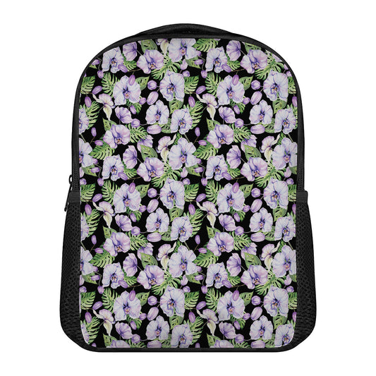 Watercolor Cattleya Pattern Print Casual Backpack