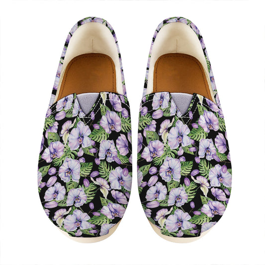 Watercolor Cattleya Pattern Print Casual Shoes