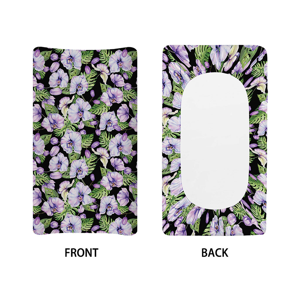 Watercolor Cattleya Pattern Print Changing Pad Cover