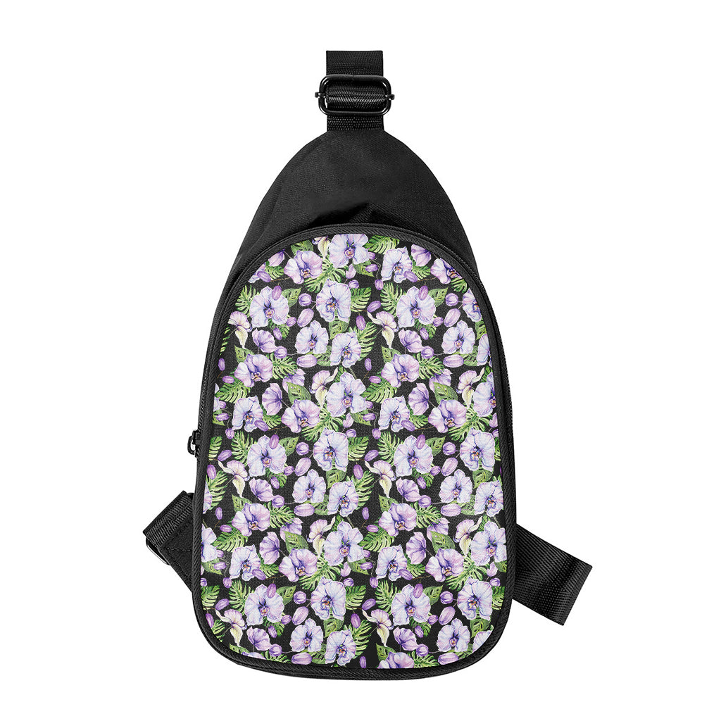 Watercolor Cattleya Pattern Print Chest Bag