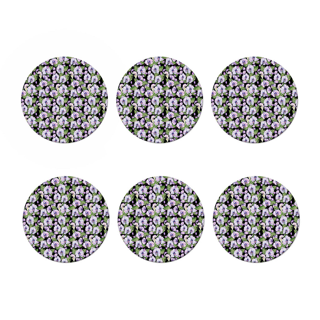 Watercolor Cattleya Pattern Print Coaster Set