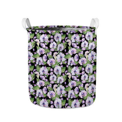 Watercolor Cattleya Pattern Print Collapsible Laundry Basket