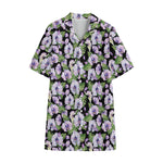 Watercolor Cattleya Pattern Print Cotton Hawaiian Shirt
