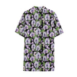 Watercolor Cattleya Pattern Print Cotton Hawaiian Shirt