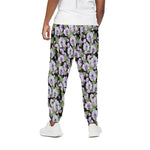 Watercolor Cattleya Pattern Print Cotton Pants
