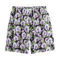 Watercolor Cattleya Pattern Print Cotton Shorts