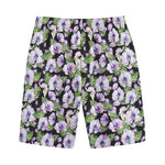 Watercolor Cattleya Pattern Print Cotton Shorts