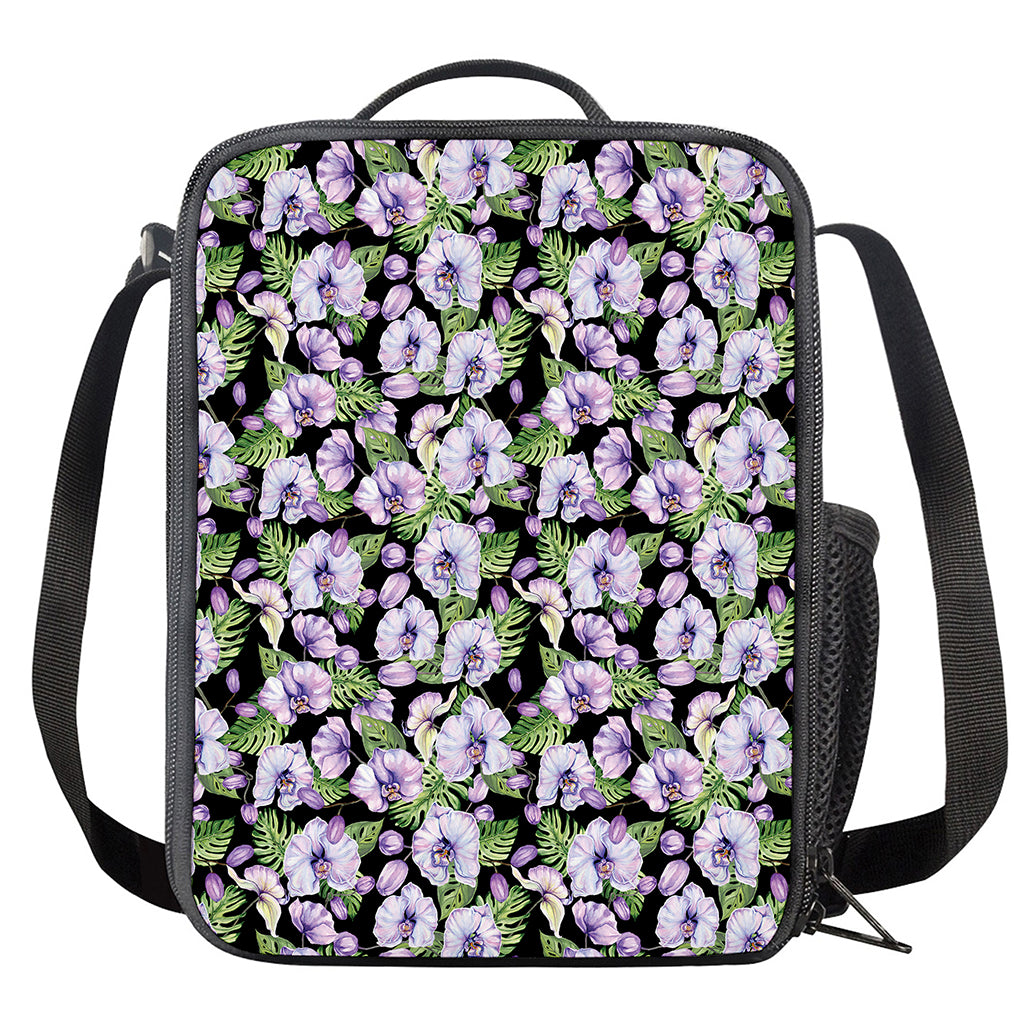 Watercolor Cattleya Pattern Print Crossbody Lunch Bag