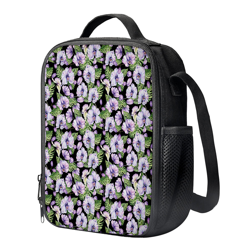 Watercolor Cattleya Pattern Print Crossbody Lunch Bag