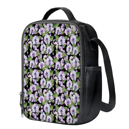 Watercolor Cattleya Pattern Print Crossbody Lunch Bag