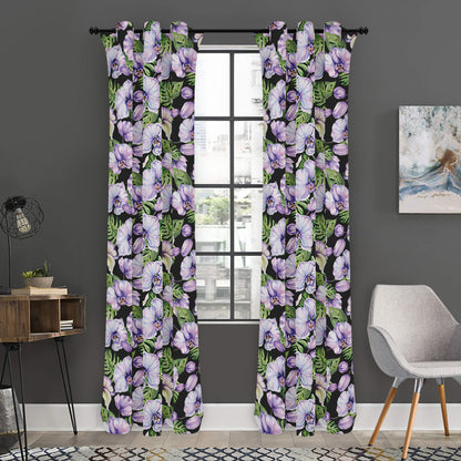 Watercolor Cattleya Pattern Print Curtain
