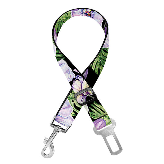 Watercolor Cattleya Pattern Print Dog Seat Belt
