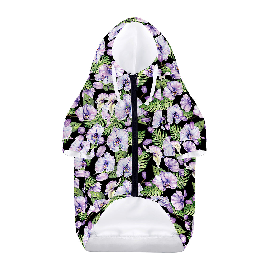 Watercolor Cattleya Pattern Print Dog Zip Up Hoodie