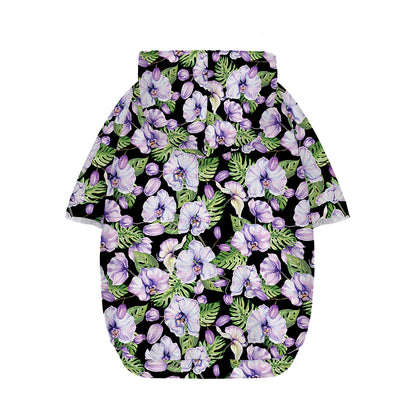 Watercolor Cattleya Pattern Print Dog Zip Up Hoodie