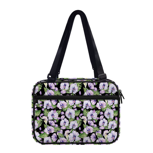Watercolor Cattleya Pattern Print Double Strap Bible Bag