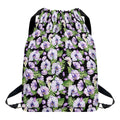 Watercolor Cattleya Pattern Print Drawstring Backpack