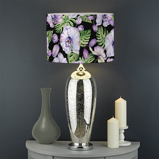 Watercolor Cattleya Pattern Print Drum Lamp Shade