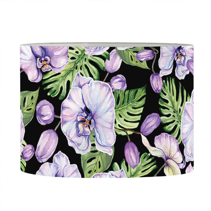 Watercolor Cattleya Pattern Print Drum Lamp Shade