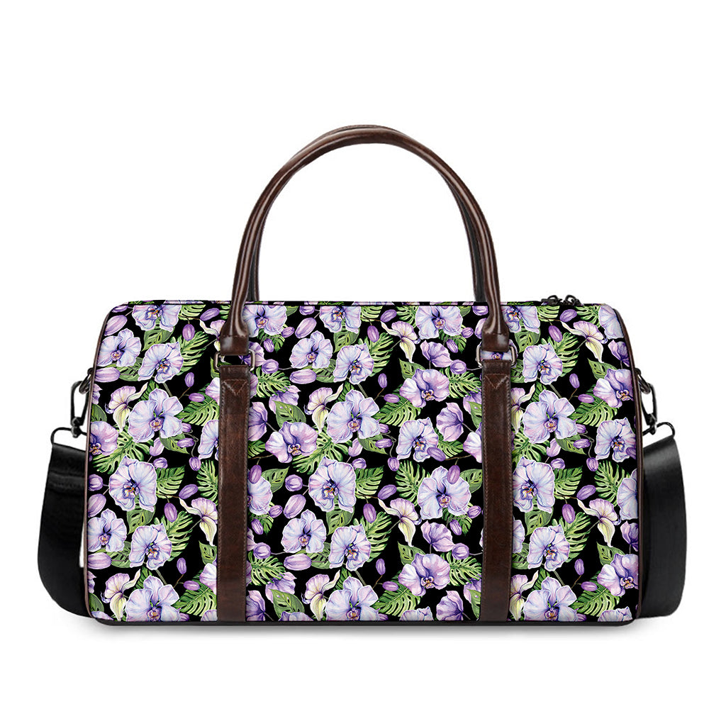 Watercolor Cattleya Pattern Print Duffle Bag
