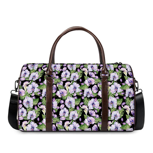 Watercolor Cattleya Pattern Print Duffle Bag
