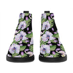 Watercolor Cattleya Pattern Print Flat Ankle Boots